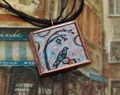Bird Necklace - Bird House - Tree Necklace - Handpainted Pendant - ORIGINAL Dana Marie Wearable Art - Bridesmaid Gift - EBSQ