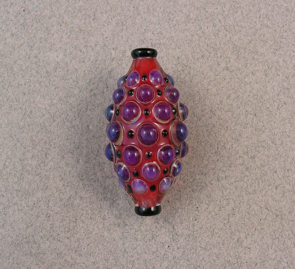 Cherry Fuchsia Hobnail - Lampwork Hollow Blown Boro Focal Bead by Beau Barrett