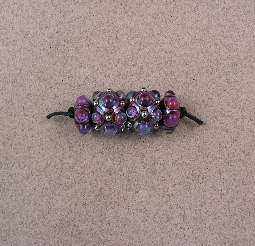 EVOLVING - Studded Kalypso Pair Set (4) - Lampwork Glass Beads by Shani Barrett SRA