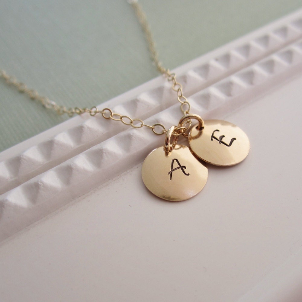 Bride and groom necklace, gold personalized necklace, his initial, her initial, two gold initials, custom necklace, wedding gift