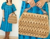 Cute 1960's vintage Chevron Woven  Boho Hippie GRANNY  Bag Purse