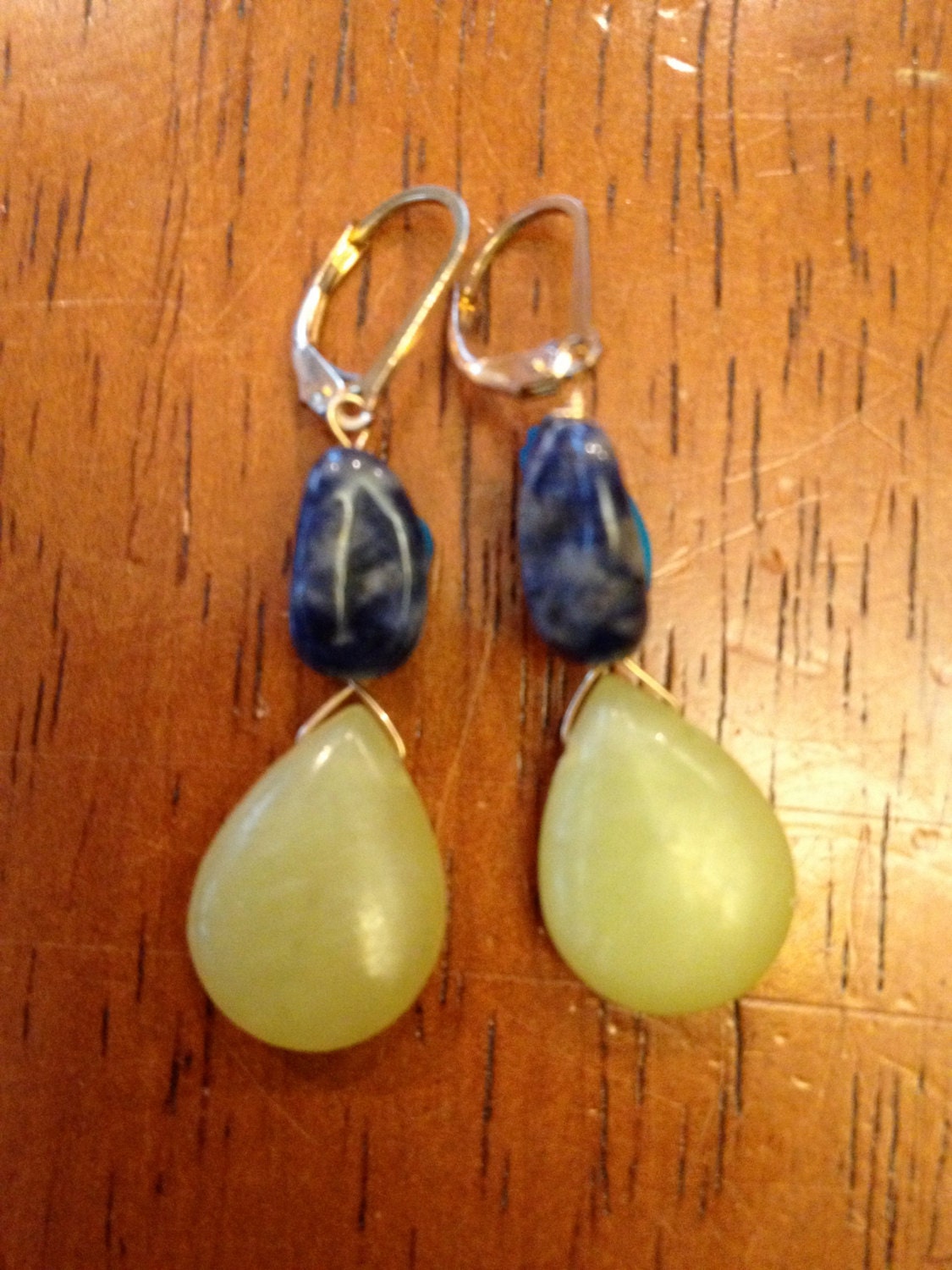 Iolite and Jade Earrings