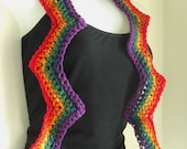 Rainbow Chevron Scarf - Wool Crochet Zig Zag Scarf