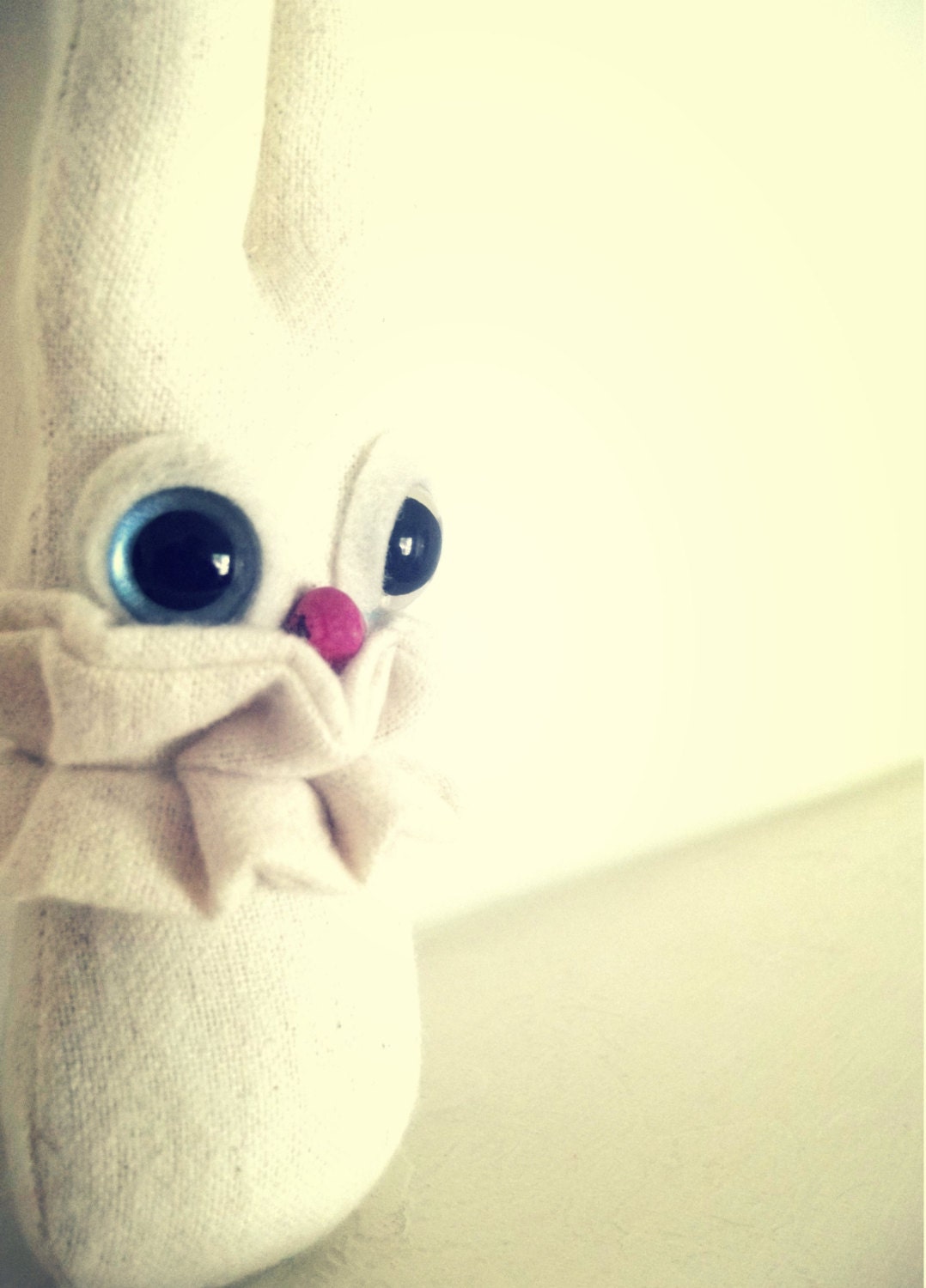 The White Chocolate Bunny-white, ivory, yellow, soft sculpture, art doll, folk art, stuffed rabbit, stuffed bunny, stuffed toy, cute, fun
