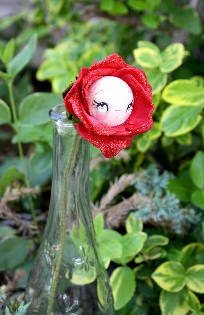 Red Rose 6 of 6 --Paper Mache Doll Gift