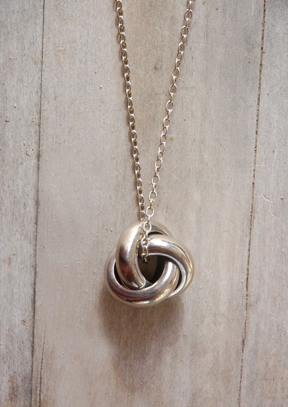 Handmade Silver Knot Necklace, Statement Jewelry, Minimalist