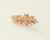 OAK LEAF tie bar, groomsmen tie clip, woodland leaf, wedding accessory, men, groom, golden metal
