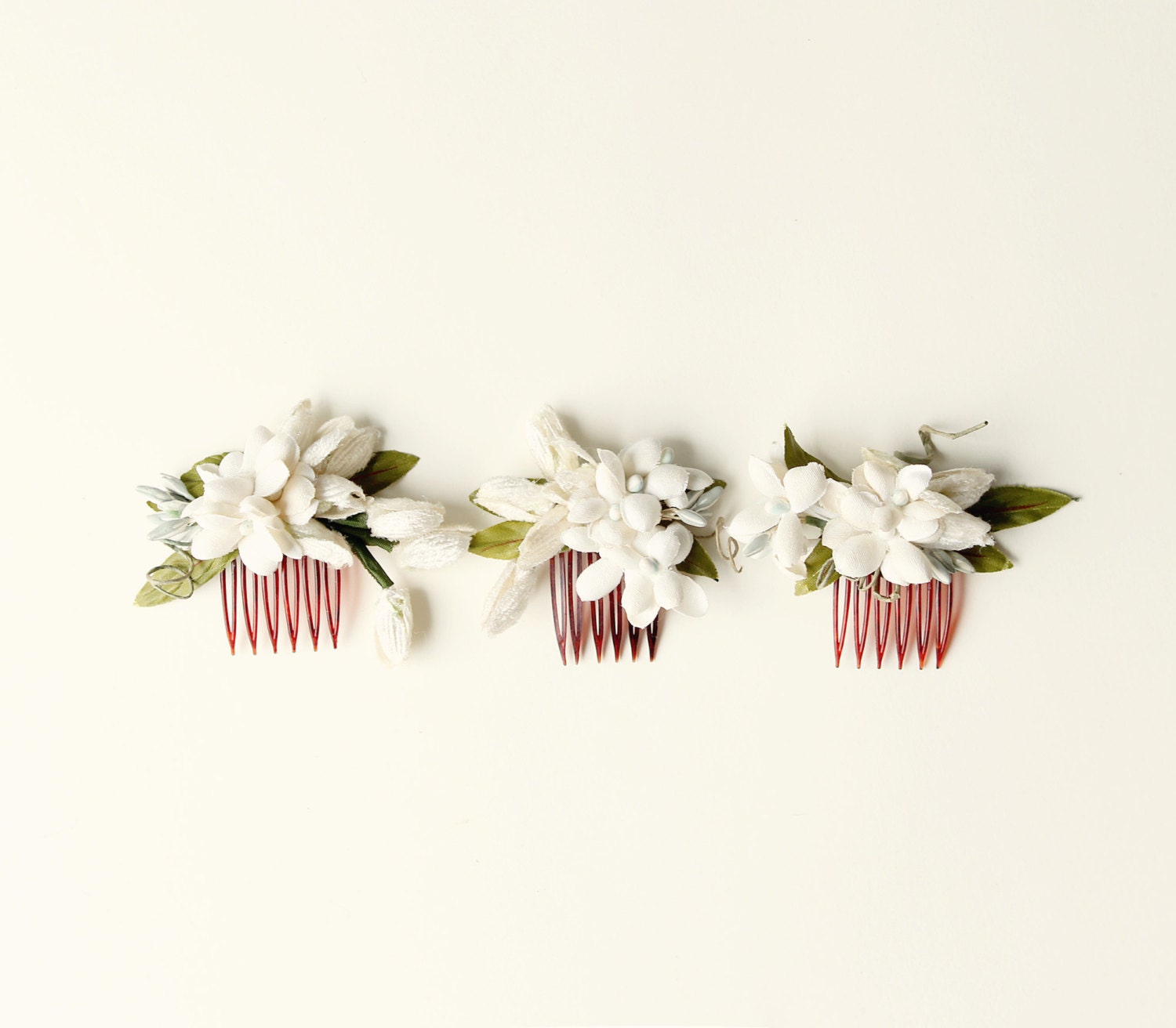BUYER'S CHOICE - miniature vintage flower hair clips, bridal hair accessory, ivory floral