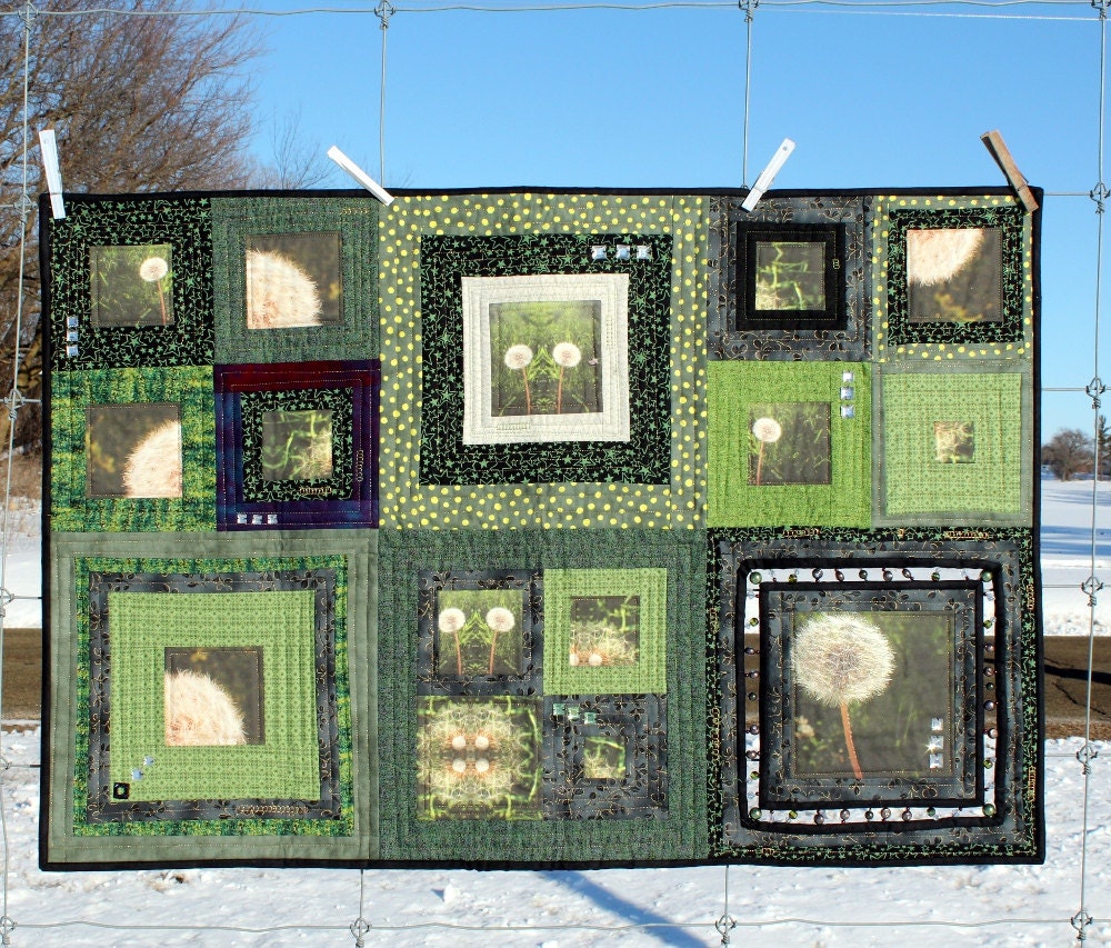 Fiber Wall Art Quilt - Make a Wish - Mixed Media Wall Hanging