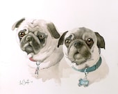 Watercolor Painting Custom Pet Portrait Original Commissioned Painting from your Photos 8 x 10 Under 60