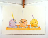 Cake Art - Original Watercolor Painting -Dessert Art, Kitchen Art, Kitchen Decor - Men, Women, Kitchen decor Pastel  - 8 x 14