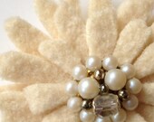 One Of A Kind - Repurposed Felted Wool Brooch -  Snowflake