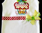 Rainbow Chevron Sparkles Cupcake Tank for baby girls toddler- Applique Custom Order for girls