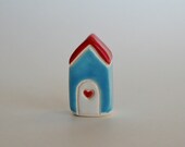 Little Clay House ceramic pottery miniature the little red door blue collectible terrarium decor
