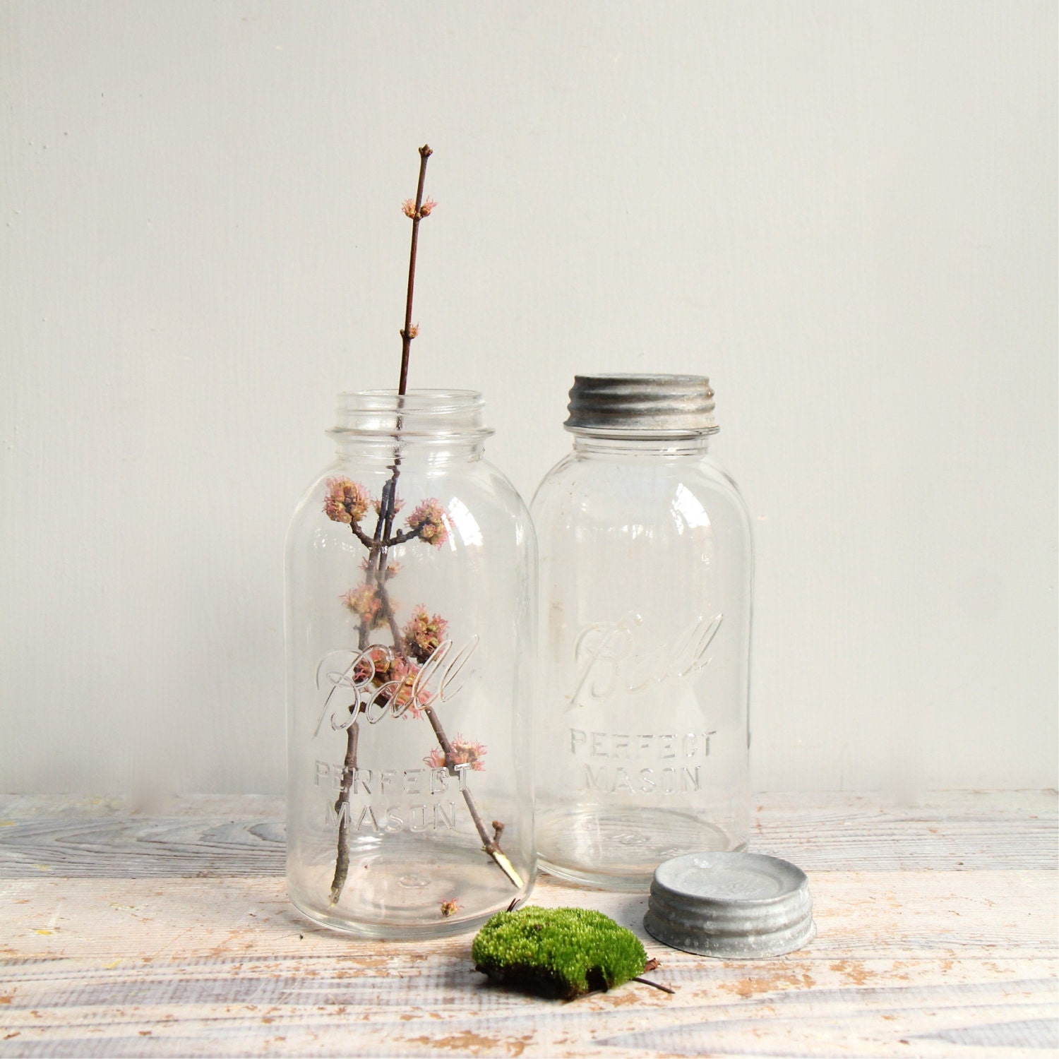 Set of Vintage Ball Perfect Mason Jars / Pantry Storage, Terrarium, Zinc Lid