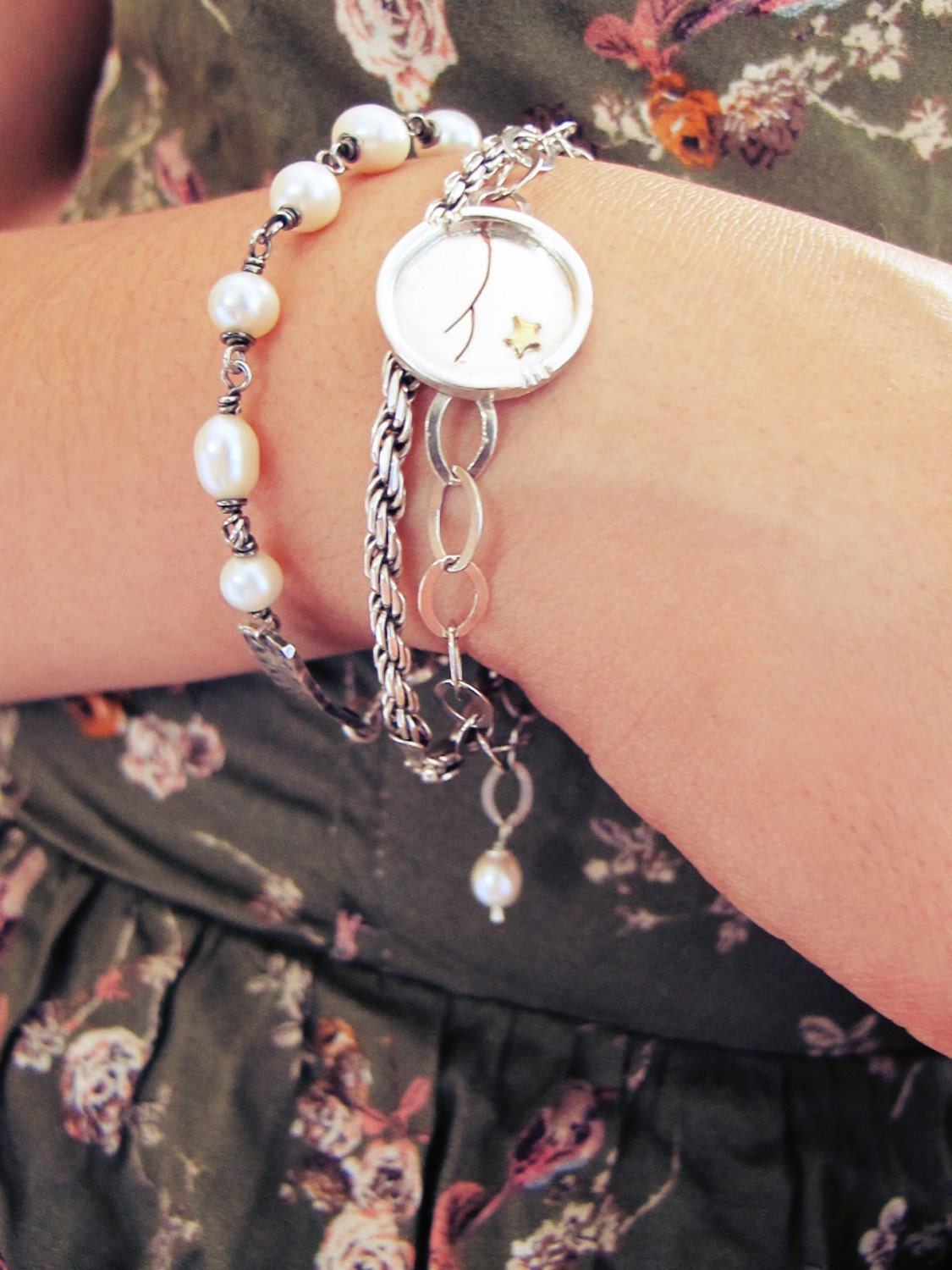 Little Prince Landscape- Sterling silver and bronze Bracelet