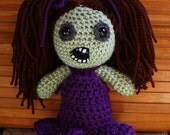 Zombie Girl Doll- Crocheted Plush - READY TO SHIP
