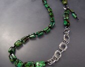 Urban Primitive OOAK Eccentric Links with Chinese Turquoise:  Fine and Sterling Silver links with Chinese Turquoise Nuggets