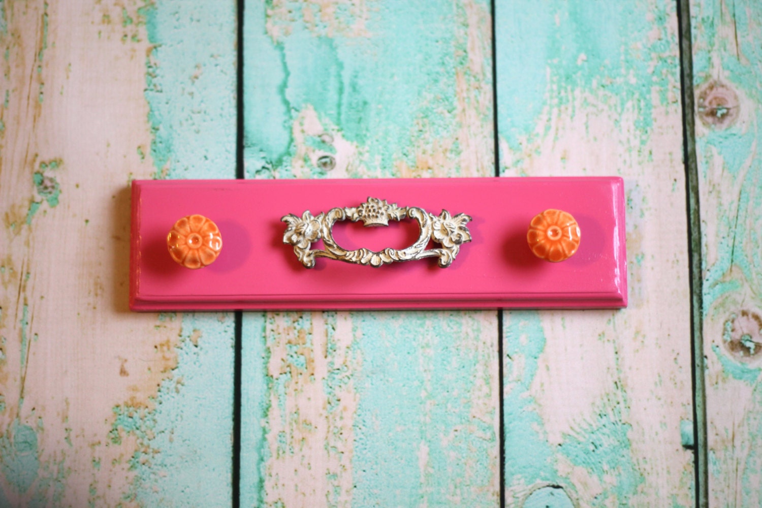 Bright Pink and Orange Shabby chic Hanging Rack