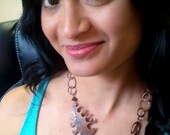 Elegant Asymmetric Handmade Copper Leaf Necklace