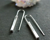 Silver Bar Earrings, Geometric, Modern, Minimalist