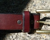 Brown Leather Belt with Buckle - Mens Vintage Leegan Belt - Genuine Leather - Made in USA - Size 56