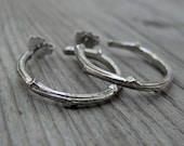 Twig Hoop Earrings in White Gold - SALE