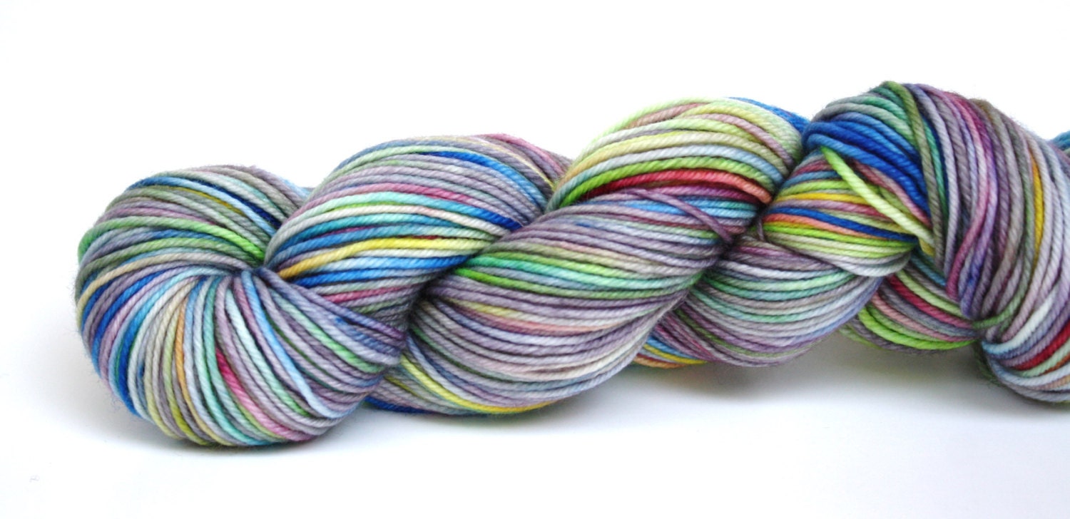 Rainbow Connection--hand dyed DK weight yarn, MCN (230yds/100gm)