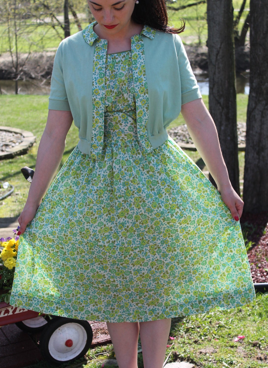 1960s Dress and Cardigan Set
