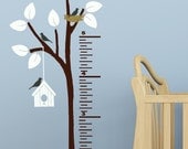 Kids Growth Chart Decal Children Decor for bedroom, playroom, Nursery vinyl wall art Tree with Birds
