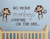 No more Monkeys Jumping on the Bed wall decal vinyl art sticker words cute kids room wall art decor