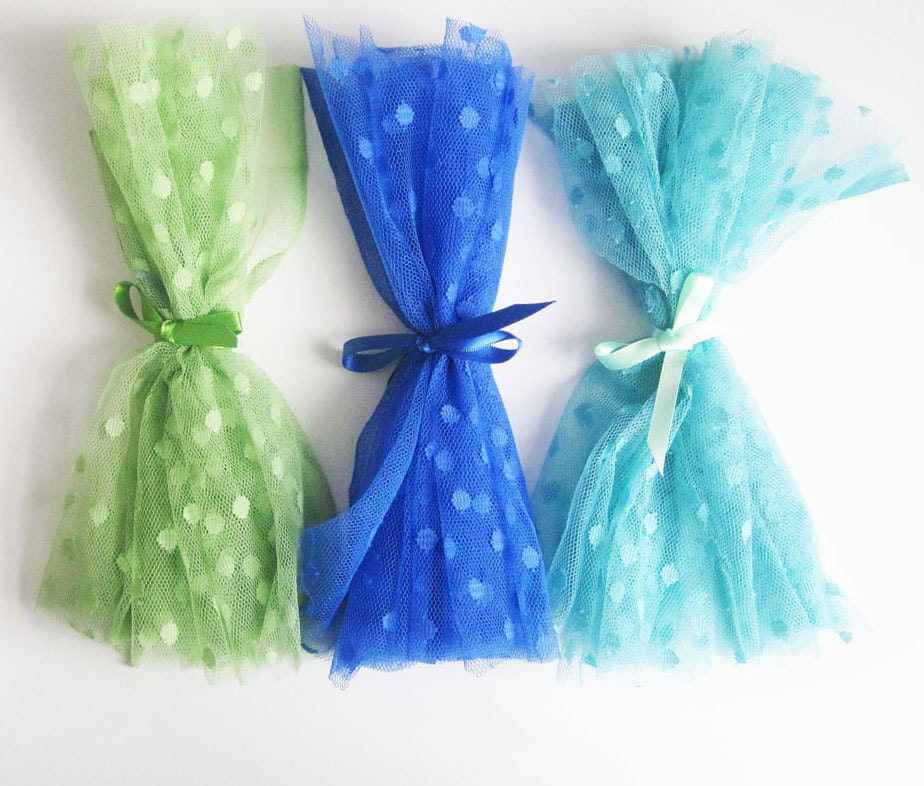 polka dot tulle fabric sample - grass/royal OR spearmint