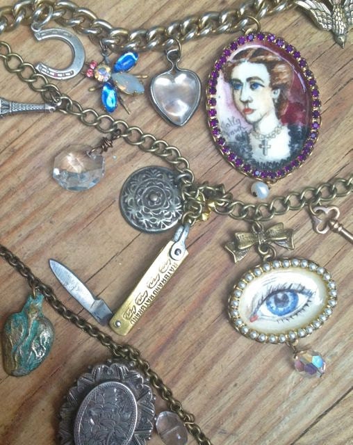 Lilygrace Titanic Steampunk Statement Necklace with Handpainted Cameos and Vintage Charms