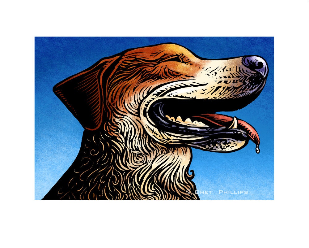 Happy Drool- 8 x 10 Signed Dog Portrait Print - ChetArt