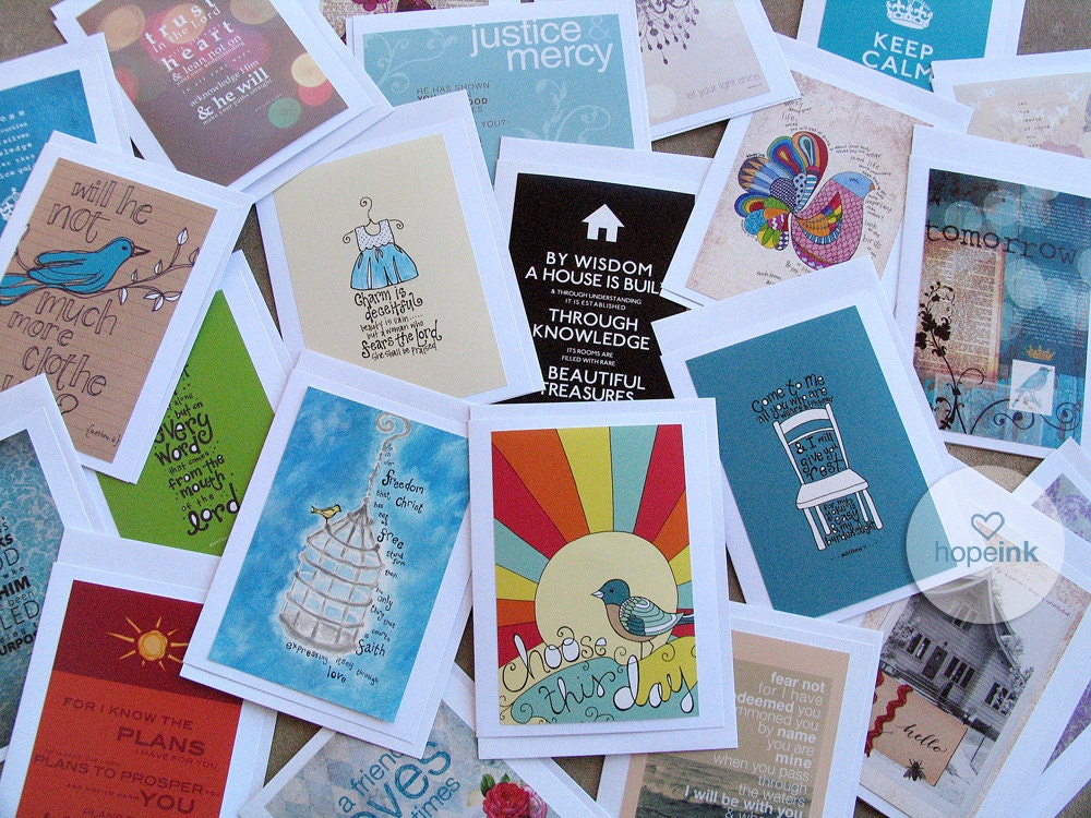 24 Scripture Art Cards, Original Modern Bible Verse Designs, Inspirational Greeting Card Assortment (24 Cards)