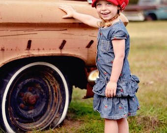 Toddler Newsboy Hat, 1T to 2T Toddler Cotton Crochet Buckle Visor Hat Newsgirl or Newsboy Cap - Red Newsboy Cap with Buckle