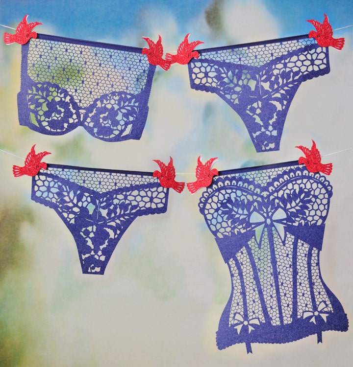 Lingerie Bridal Shower . AY MAMACITA custom color papel picado banners for Bachelorette Party