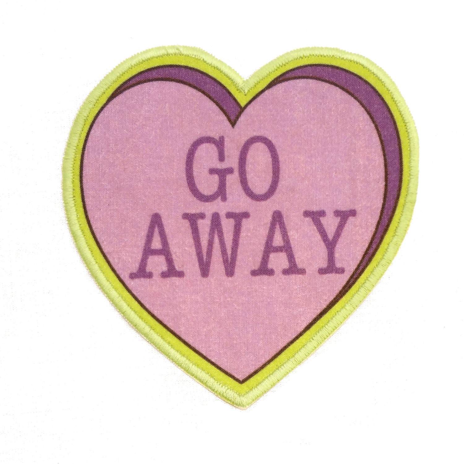 Go Away Insultation Heart Iron On Patch