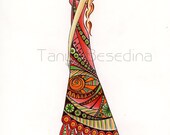 Pysanka Girl Ukrainian style Print from my original illustration 8x10 by Tanya Besedina