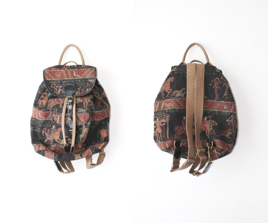 Vintage Novelty Equestrian Medieval Backpack