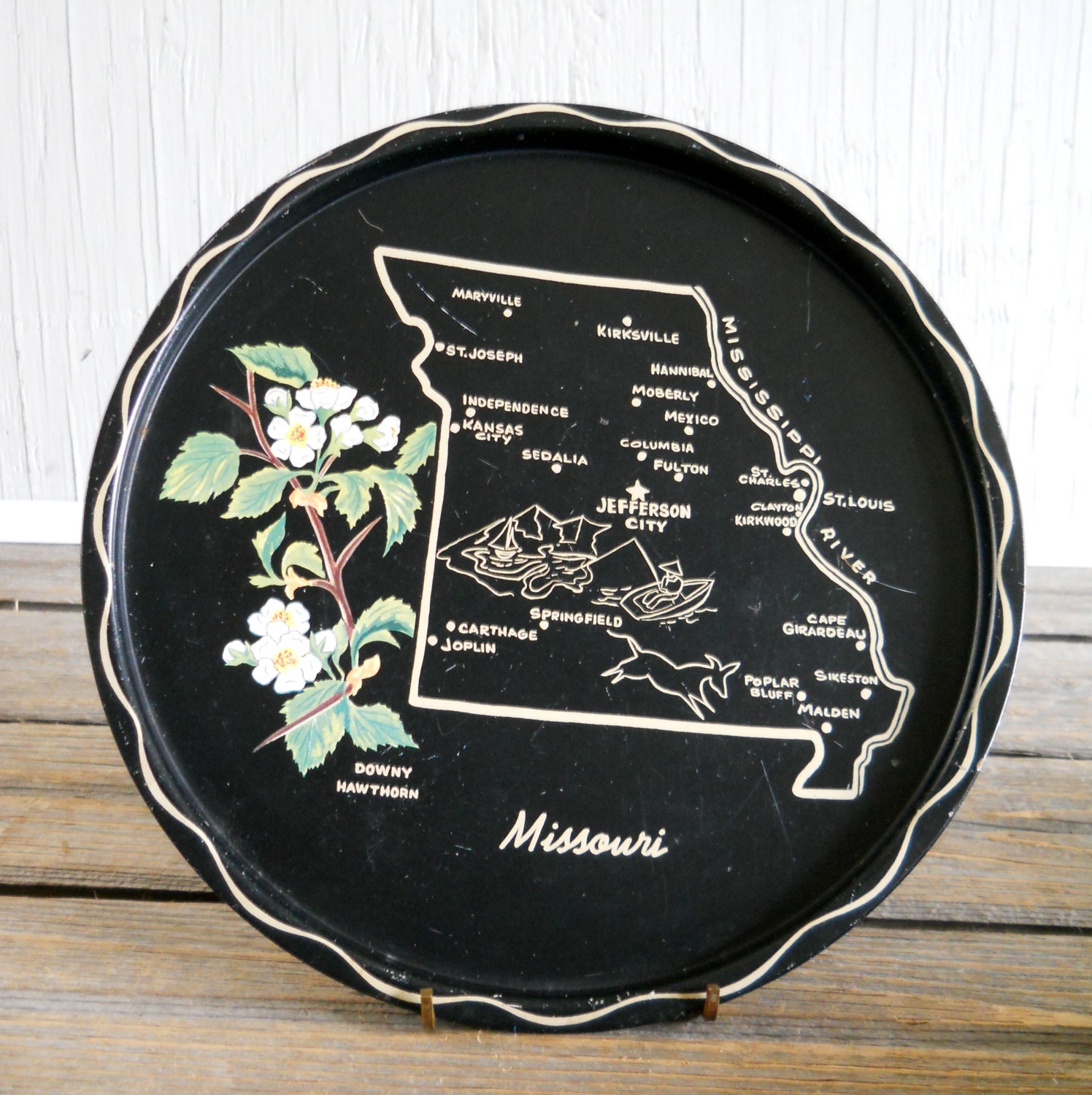 Serving Tray Vintage Missouri Souvenir Metal Serving Tray