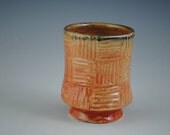 Orange Cup with Handcarved Pattern