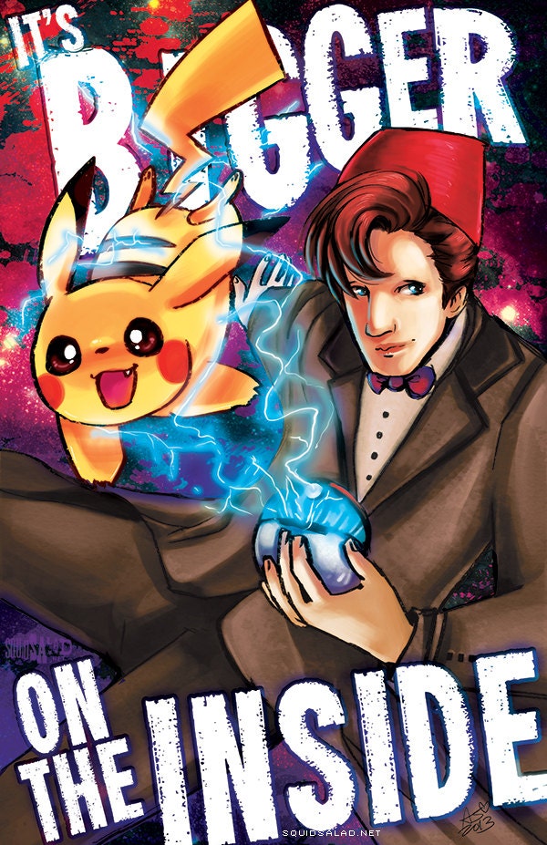 Doctor Who vs Pokemon 11x17 Poster (Matt Smith 11th Doctor and Pikachu)