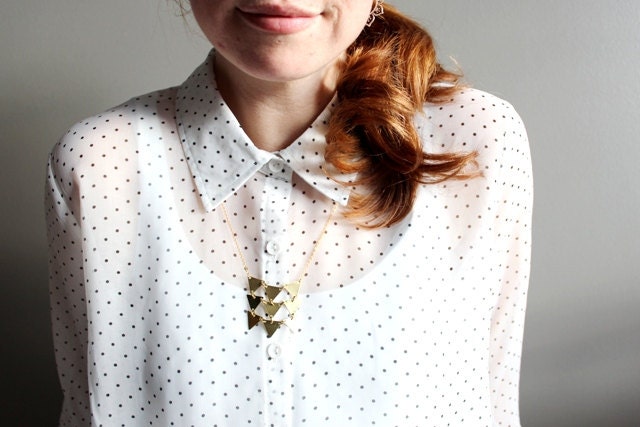triple triangle pendant necklace in GOLDEN BRASS