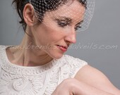 Birdcage Veil, Bridal Veil, Rhinestone Edged Veil, Crystal Rhinestone Flower, Wedding Veil