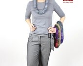 grey multishaded  felted necklace designer fashion jewellery handmade felted scarf beads