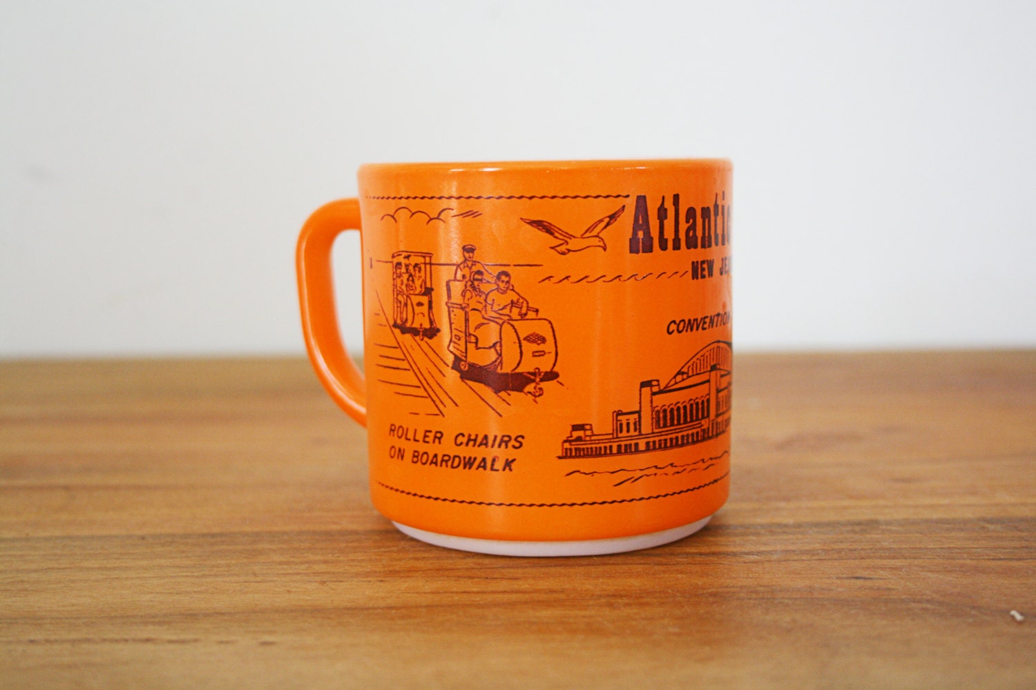 vintage 70s Atlantic City New Jersey Shore Vacation Tourist Fire King Mug