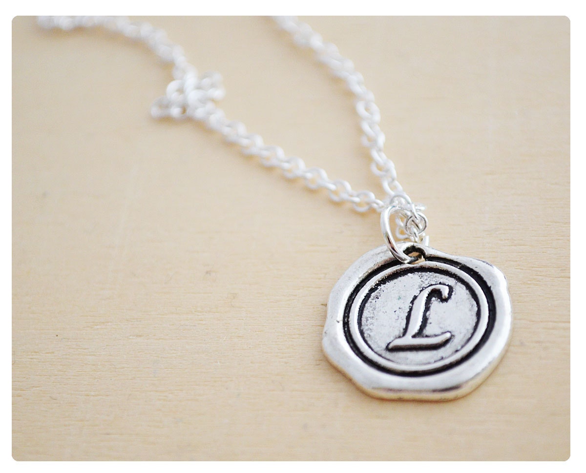 Wax Seal Pendant Necklace, Letter Necklace, Initial Jewelry, Name Necklace, Name Initial