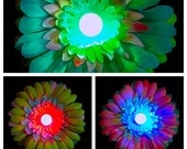 LED Glow Pastel Daisy Hair Clip. Rainbow Blacklight Accessory, Electric Neon, Rave Wear, Music Festival Costume