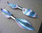Contrast Pastel Stripes Bow Leather Earrings